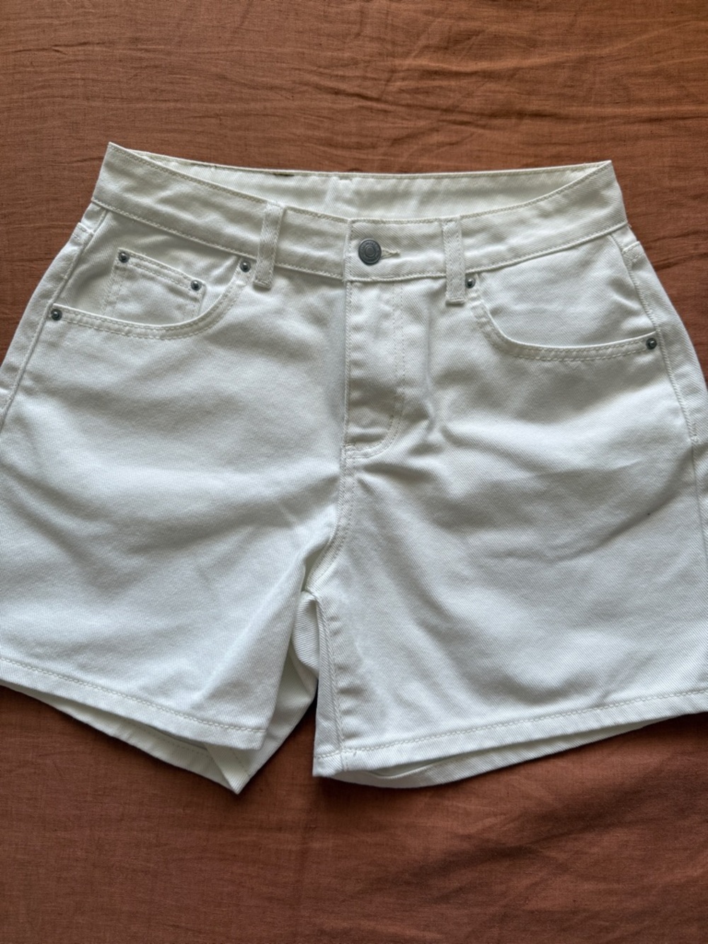 Musera White High-Rise Denim Shorts